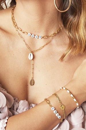 Ketting Beads Love Goud kleur Stainless Steel h5 Afbeelding2